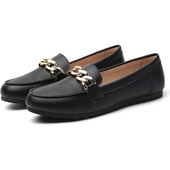 Women Loafers Faux Leather Flat Slip-On Shoes Casual Work Walking Comfort - Picture 8 of 9